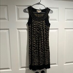 Michael Kors Black and Brown Patterned Mini Dress